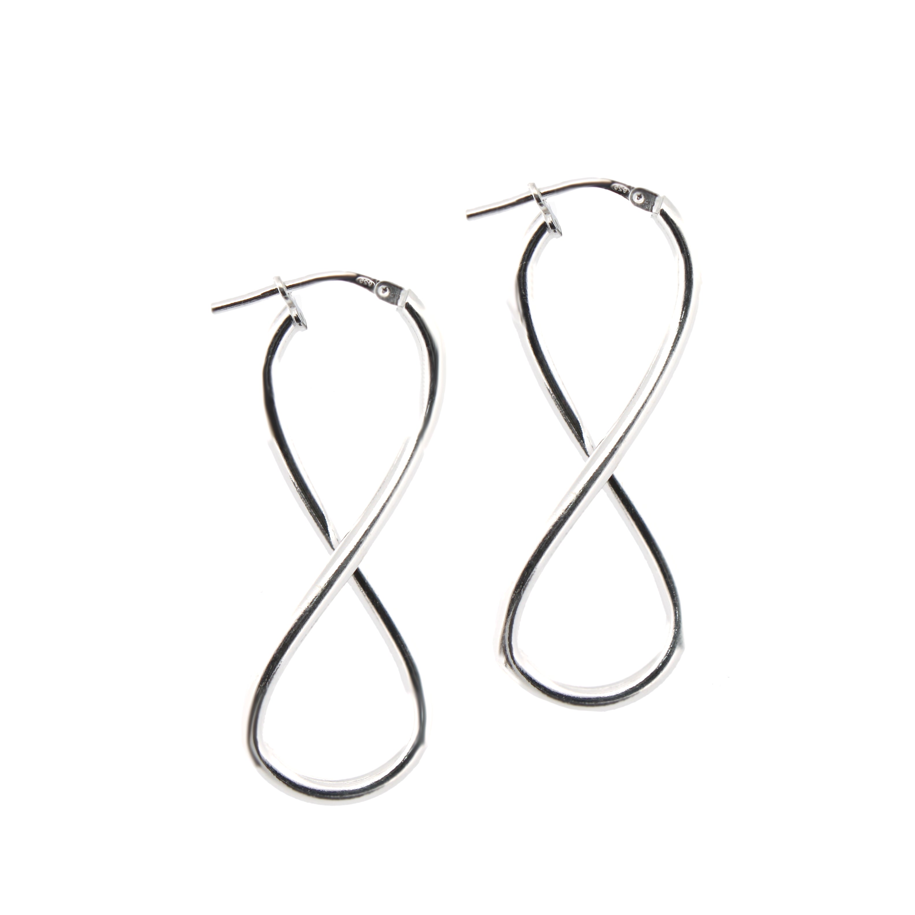 925 Sterling Silver Polished Figure of Eight Hoop Earrings