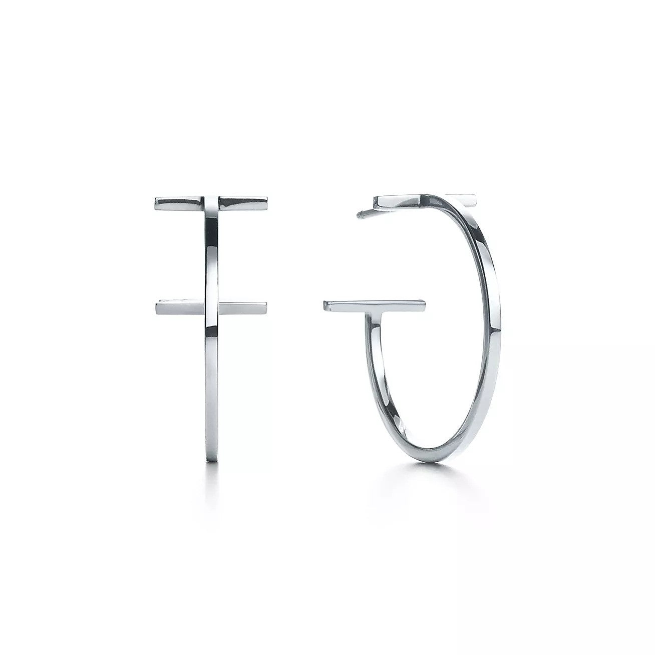 925 Sterling Silver Polished T Hoop 20mm Earrings