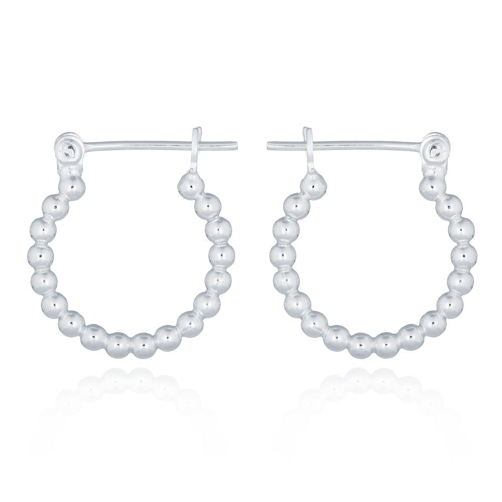 AER144 | 925 Silver Bead Design Hoops