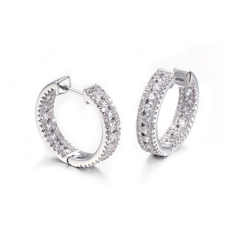 925 Silver Cubic Zirconia Set Hoops 19mm