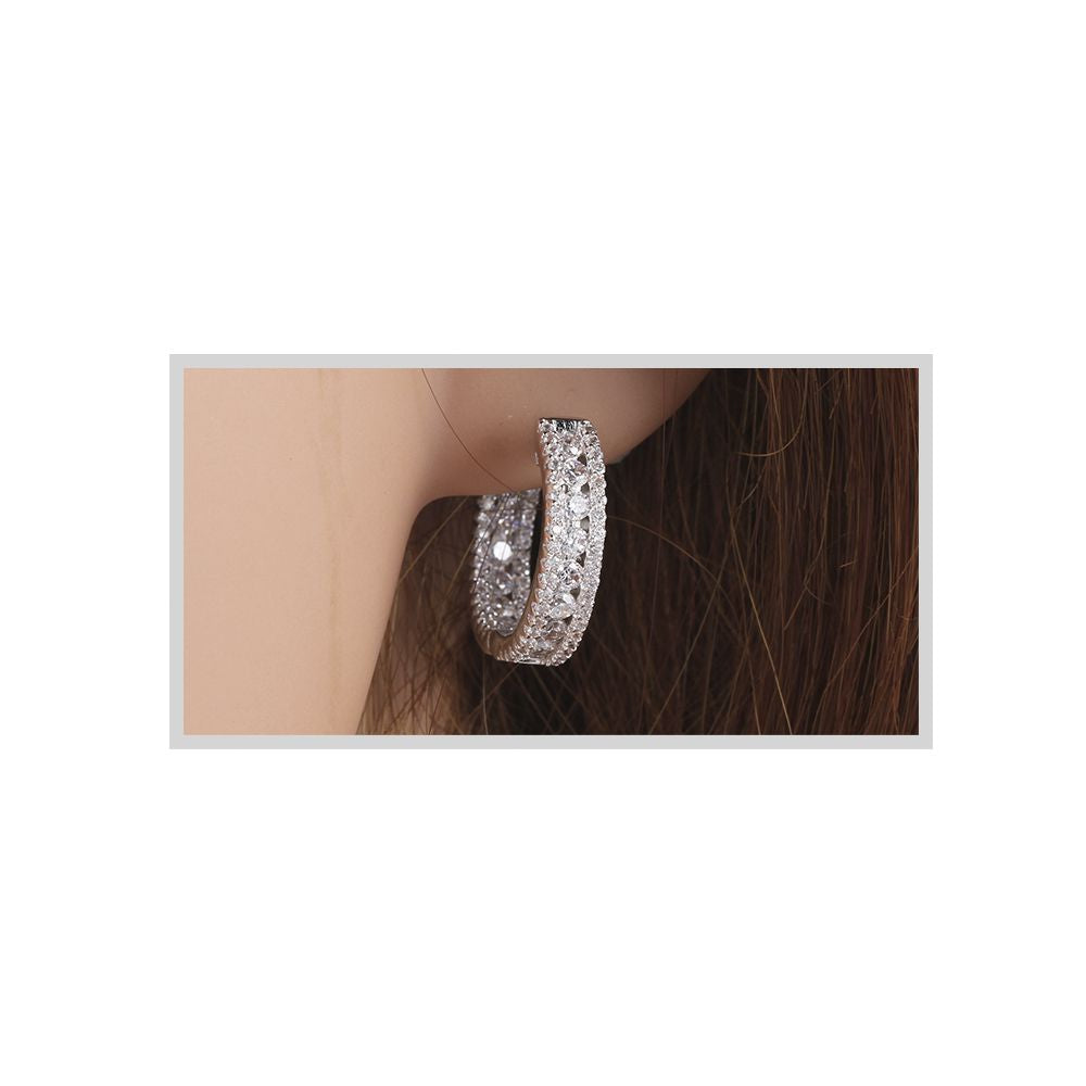 925 Silver Cubic Zirconia Set Hoops 19mm