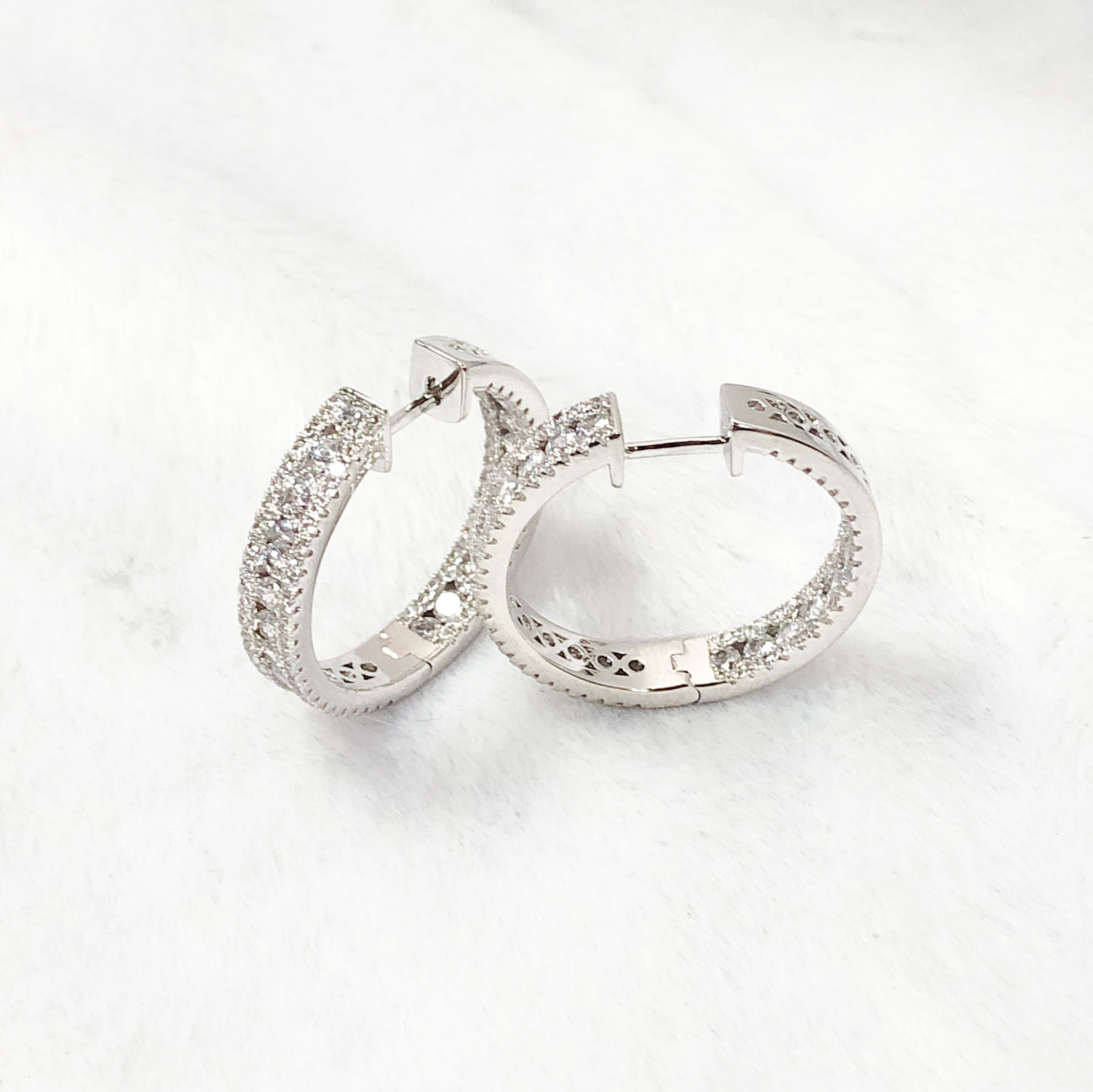 925 Silver Cubic Zirconia Set Hoops 27mm