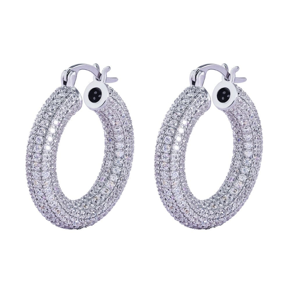 925 Silver Cubic Zirconia Set Hoops