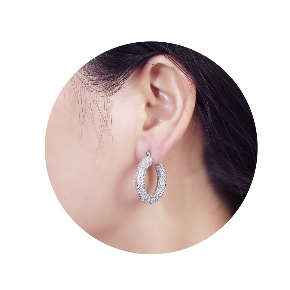 925 Silver Cubic Zirconia Set Hoops