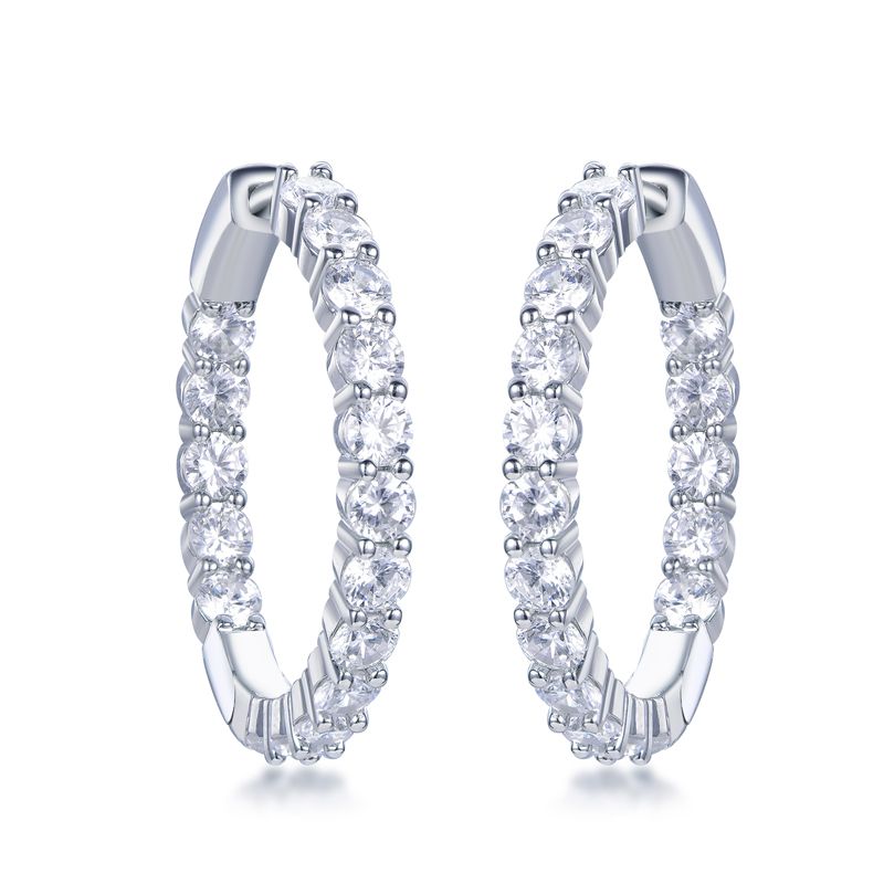 925 Silver Cubic Zirconia Set Hoops 22mm