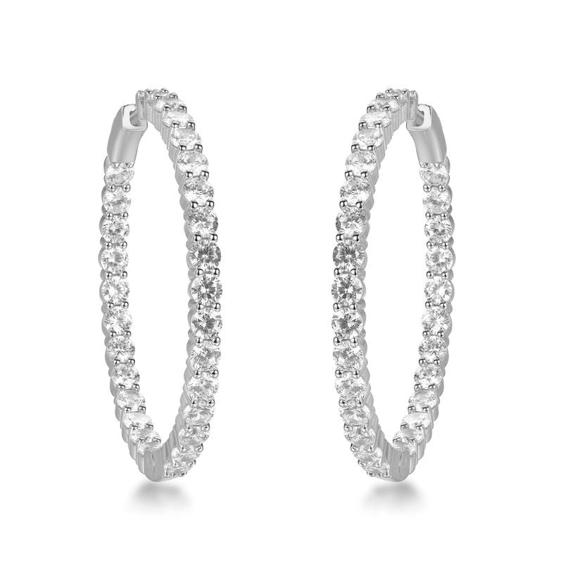 925 Silver Cubic Zirconia Set Hoops 30mm
