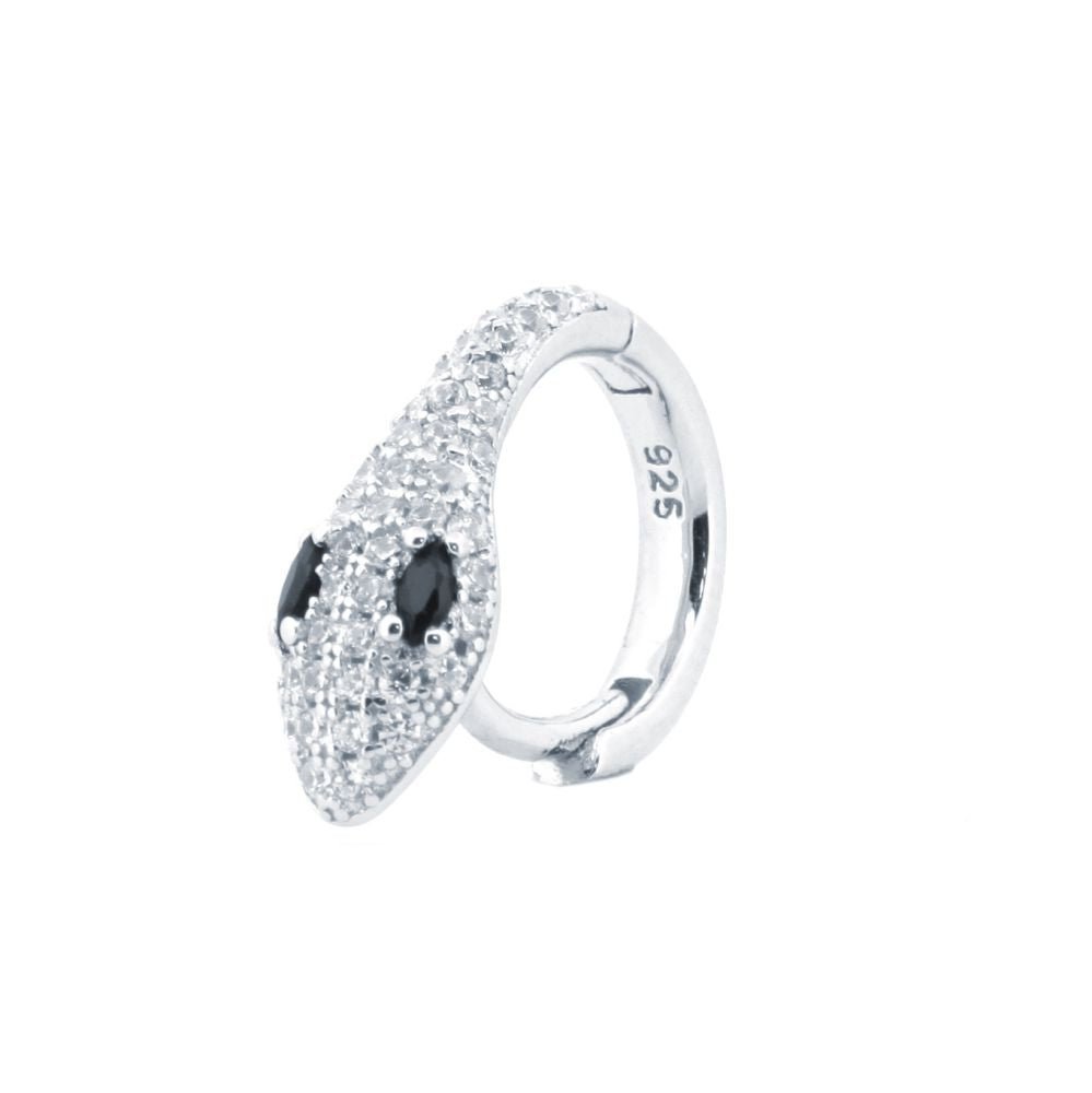 925 Silver Rhodium Plated Cubic Zirconia Set Snake Earrings