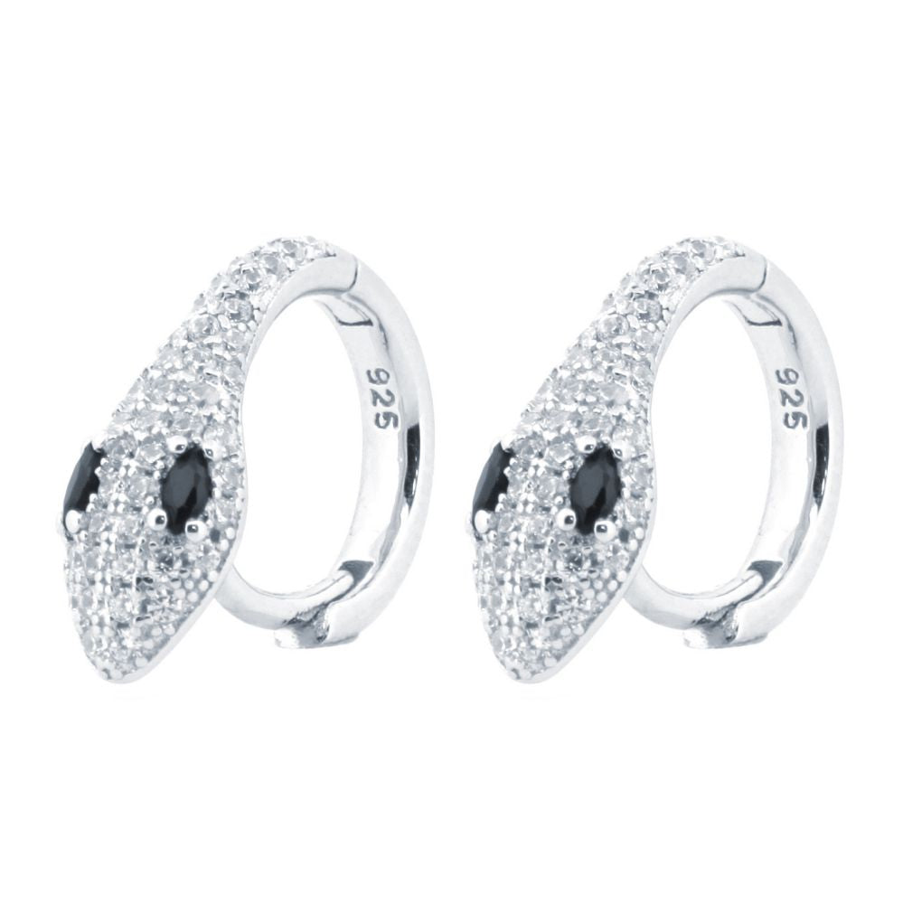 925 Silver Rhodium Plated Cubic Zirconia Set Snake Earrings