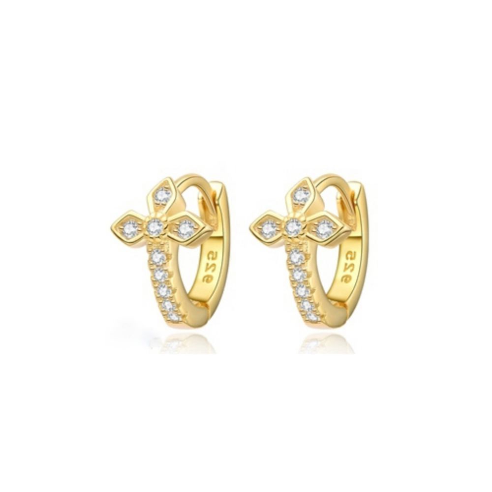 925 Silver 14ct Gold Plated Cubic Zirconia Set Earrings