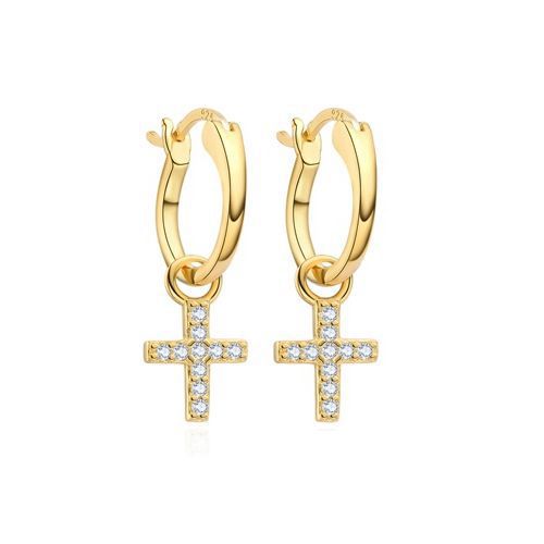 925 Silver 14ct Gold Plated Cubic Zirconia Set Earrings