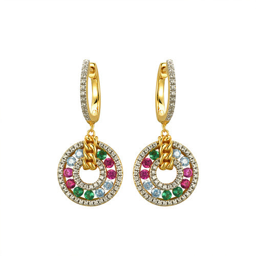 925 Silver 14ct Gold Plated Cubic Zirconia Set Earrings