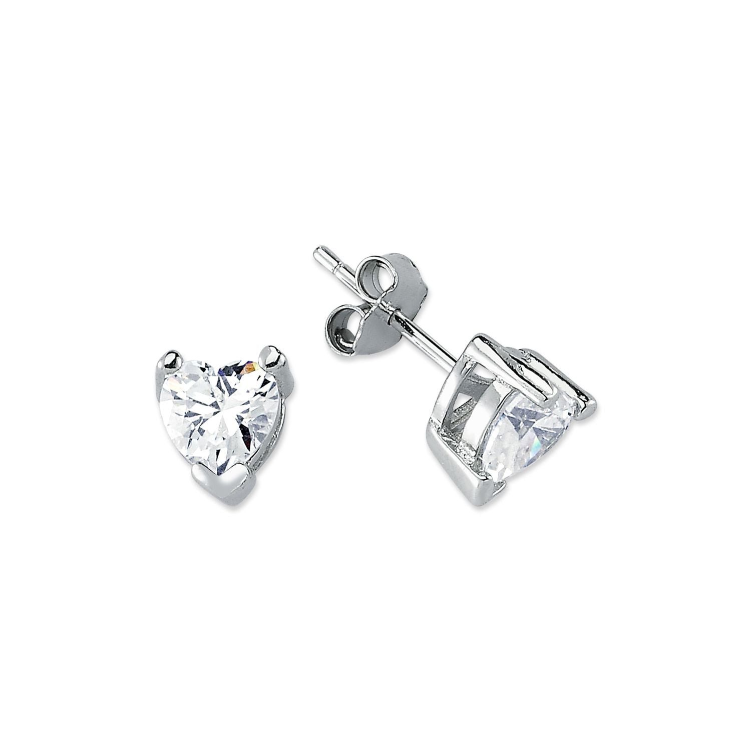 925 Silver 6mmHeart Shape Cubic Zirconia Studs