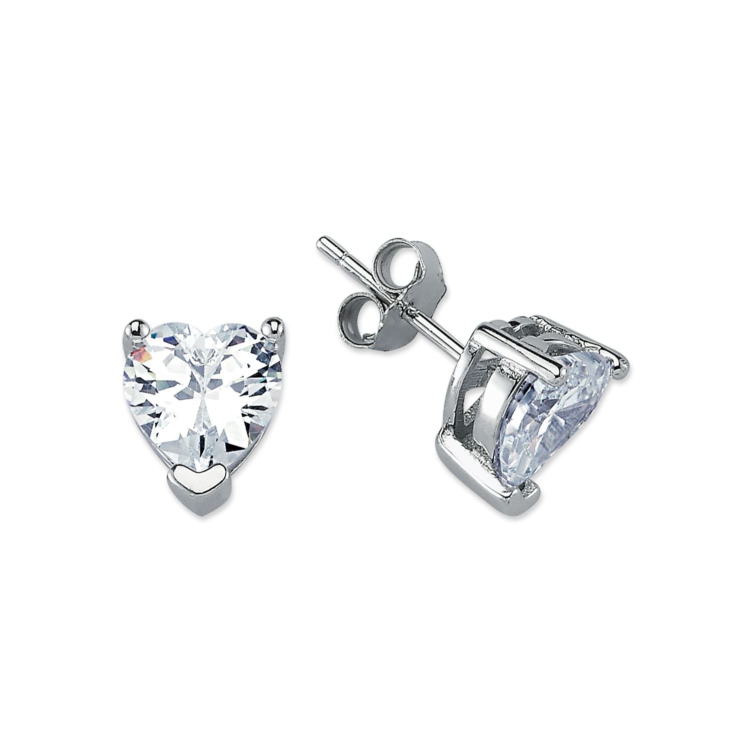 925 Siver 8mm Heart Shape Cubic Zirconia Studs