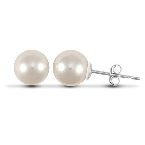 925 Silver 6.5mm Cultured Seawater Akoya Pearl Studs