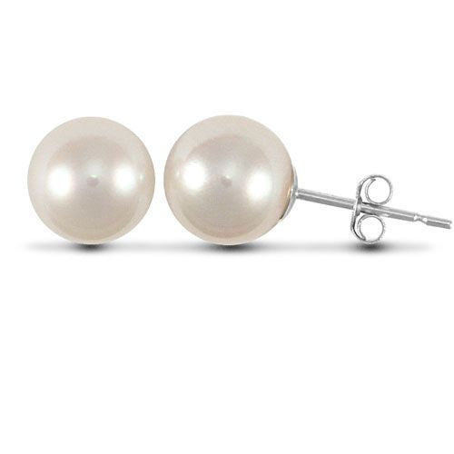 925 Silver 7.5mm Cultured Seawater Akoya Pearls
