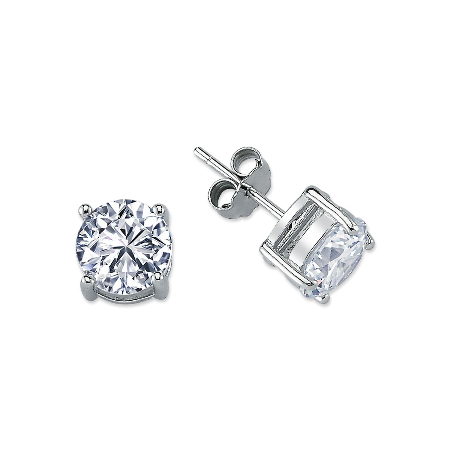 925 Silver 8mm Heavyweight Cubic Zirconia Set Studs Round