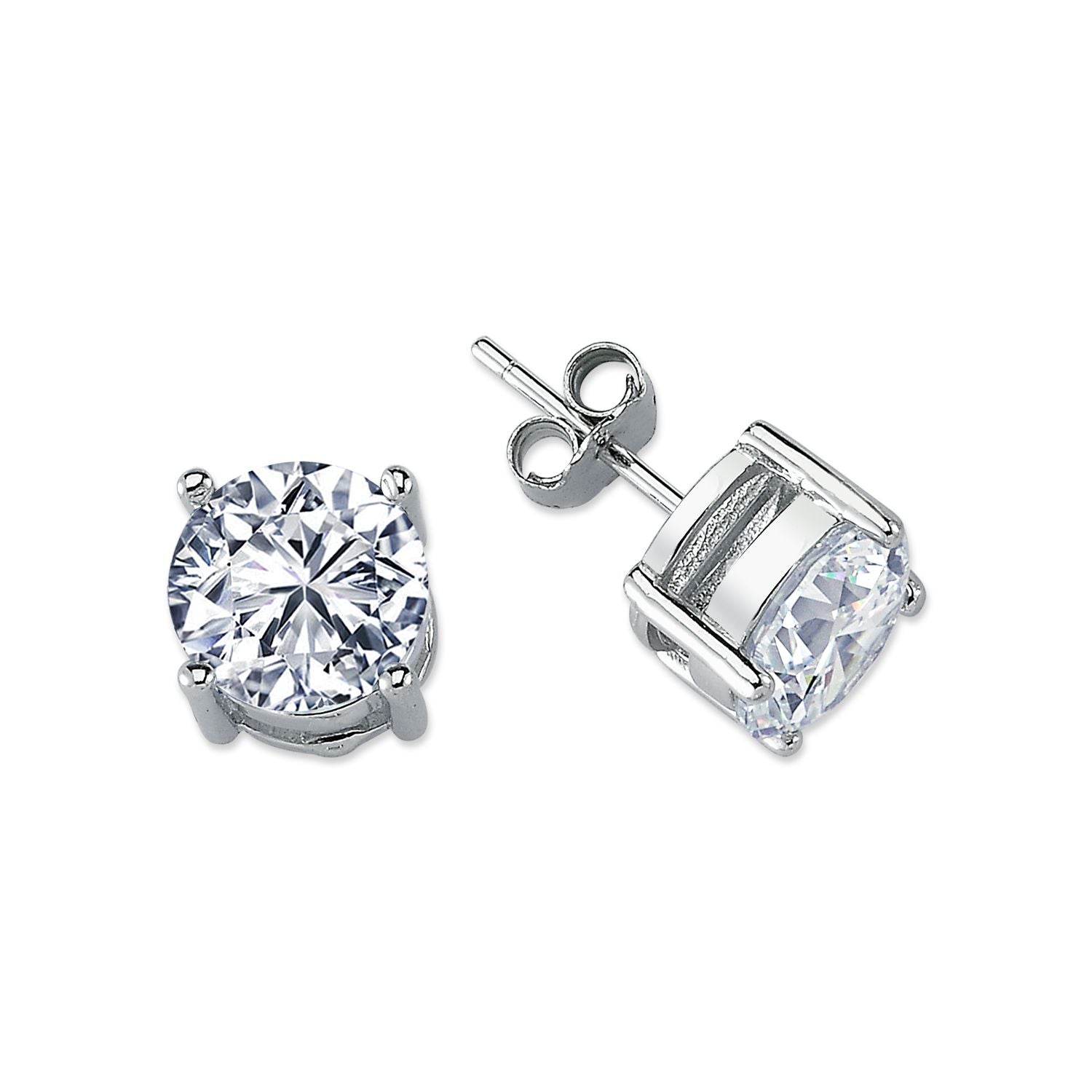 925 Silver 9mm Heavyweight Cubic Zirconia Set Studs Round
