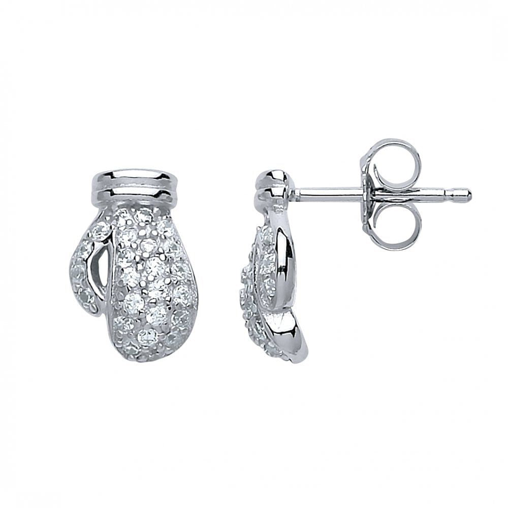 925 Silver Cubic Zirconia Set Boxing Glove Stud Earrings