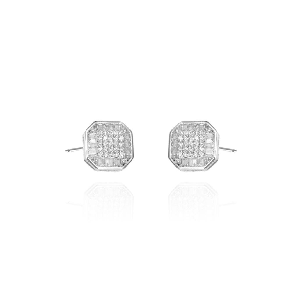 925 Silver Cubic Zirconia Brilliant and Baguette Cut Studs