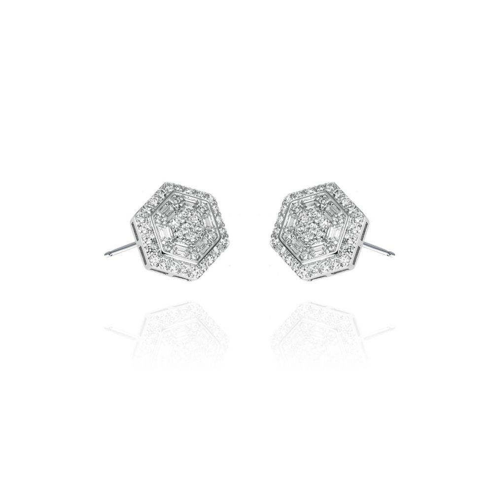 925 Silver Cubic Zirconia Brilliant and Baguette Cut Studs