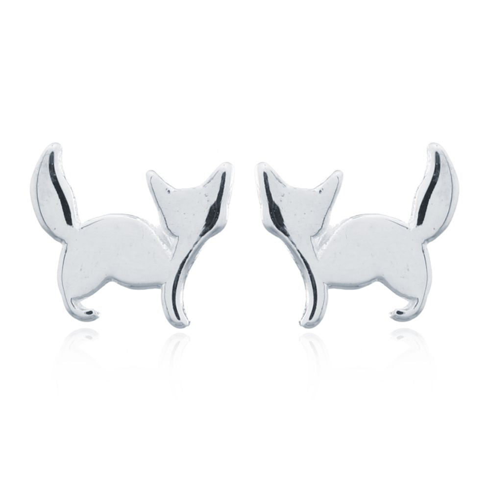 925 Silver Cat Stud Earrings
