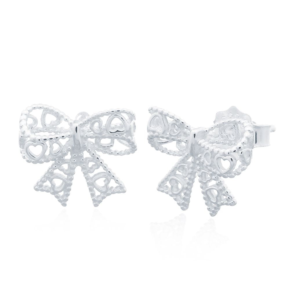 925 Silver Bow Stud Earrings