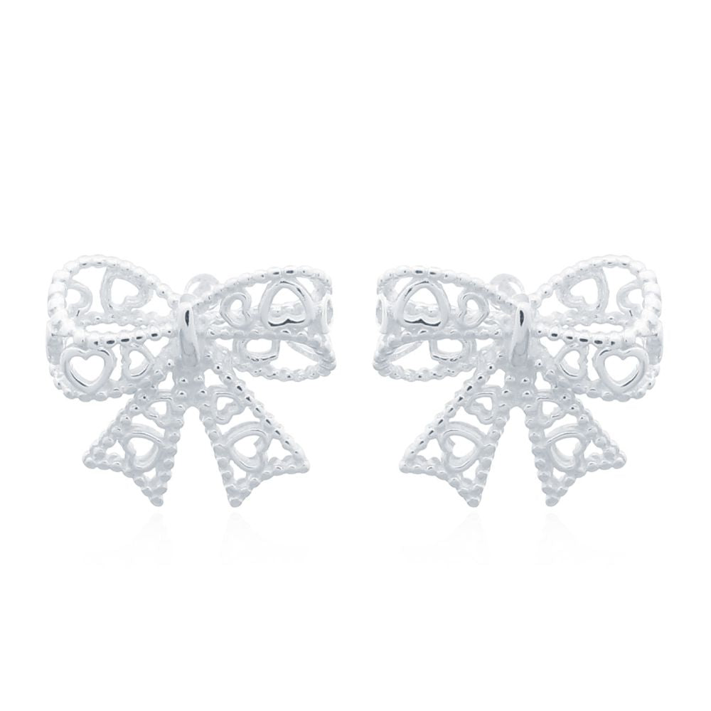 925 Silver Bow Stud Earrings