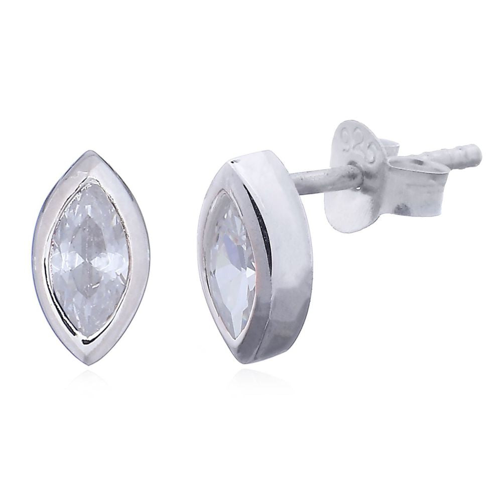 925 Silver Marquise Cubic Zirconia Set Studs