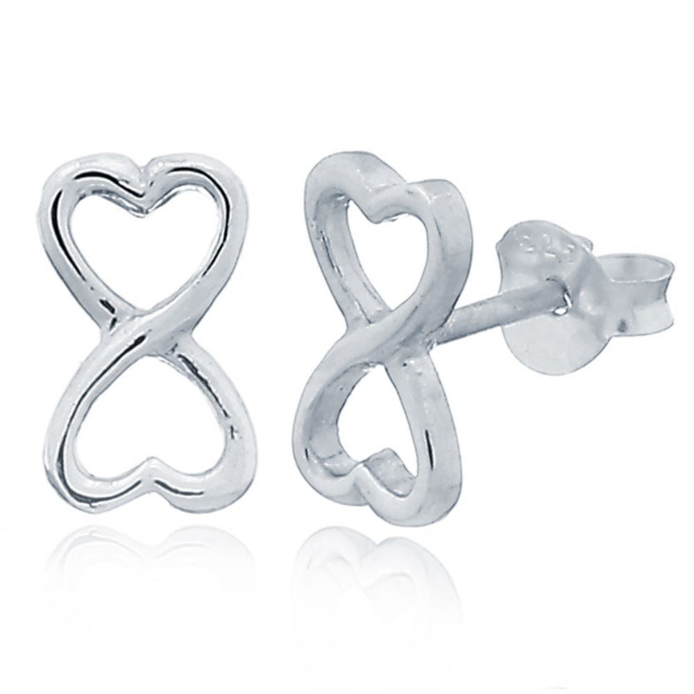 925 Silver Infinity Heart Stud Earrings