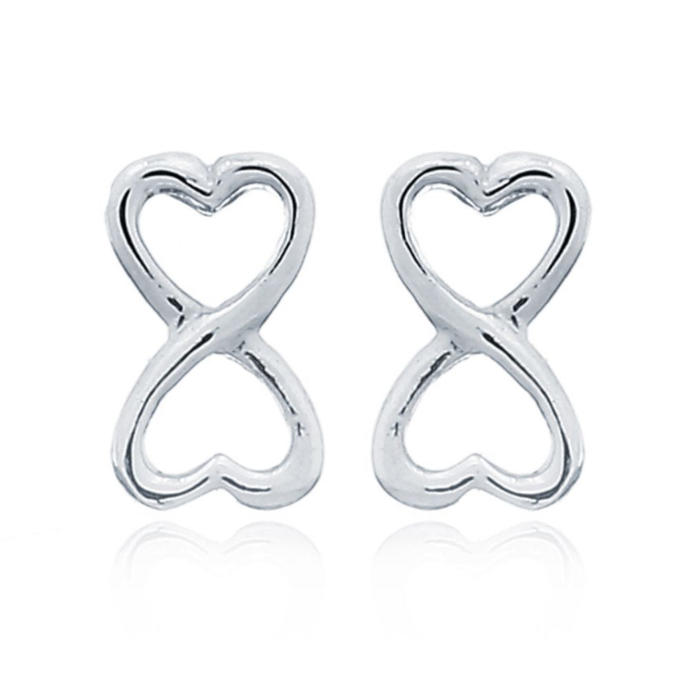 925 Silver Infinity Heart Stud Earrings