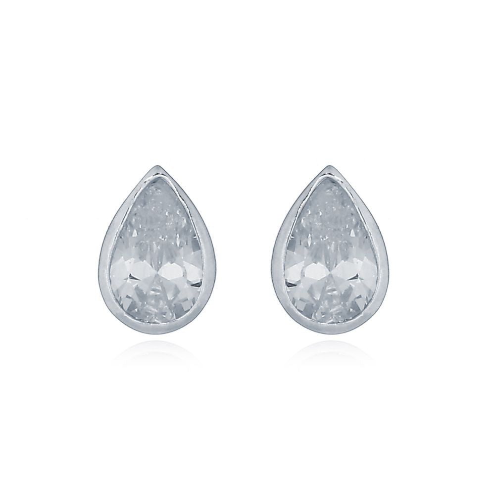 925 Silver Cubic Zirconia Set Tear Drop Studs