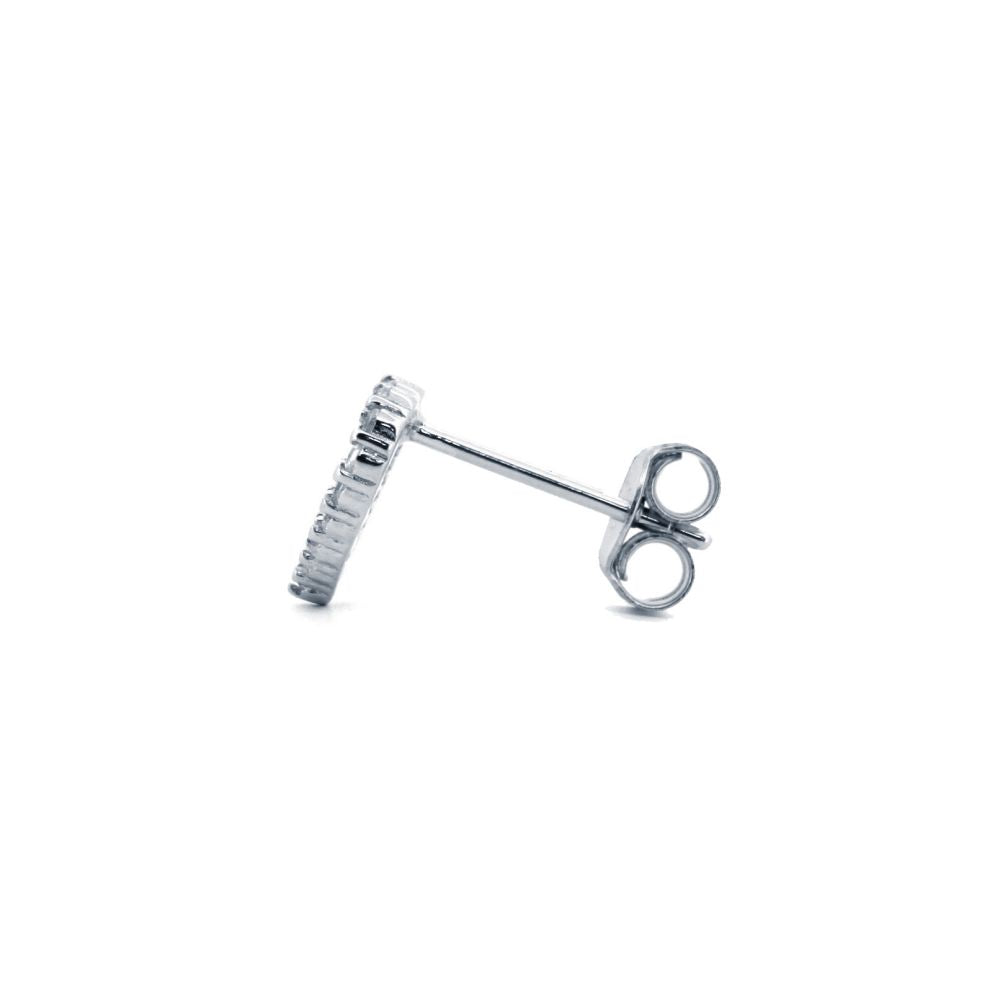 925 Silver Rhodium Plated Cubic Zirconia Set Heart Studs