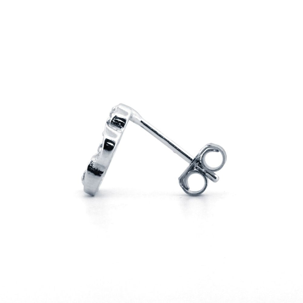 925 Silver Rhodium Plated Cubic Zirconia Set Clover Studs