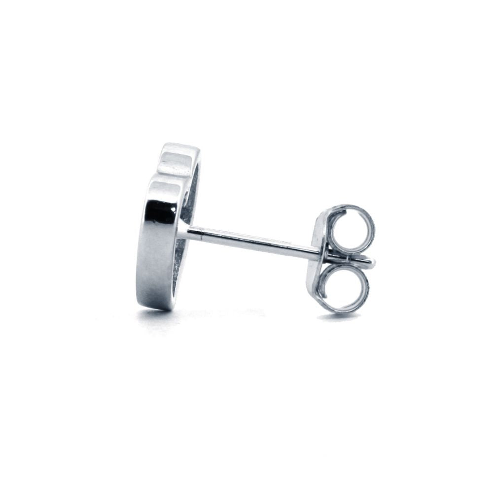 925 Silver Rhodium Plated Cubic Zirconia Set Heart Studs