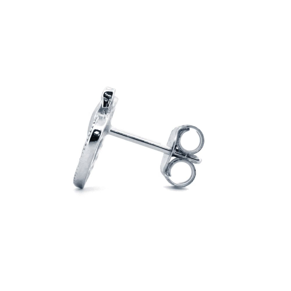 925 Silver Rhodium Plated Cubic Zirconia Set Heart Studs