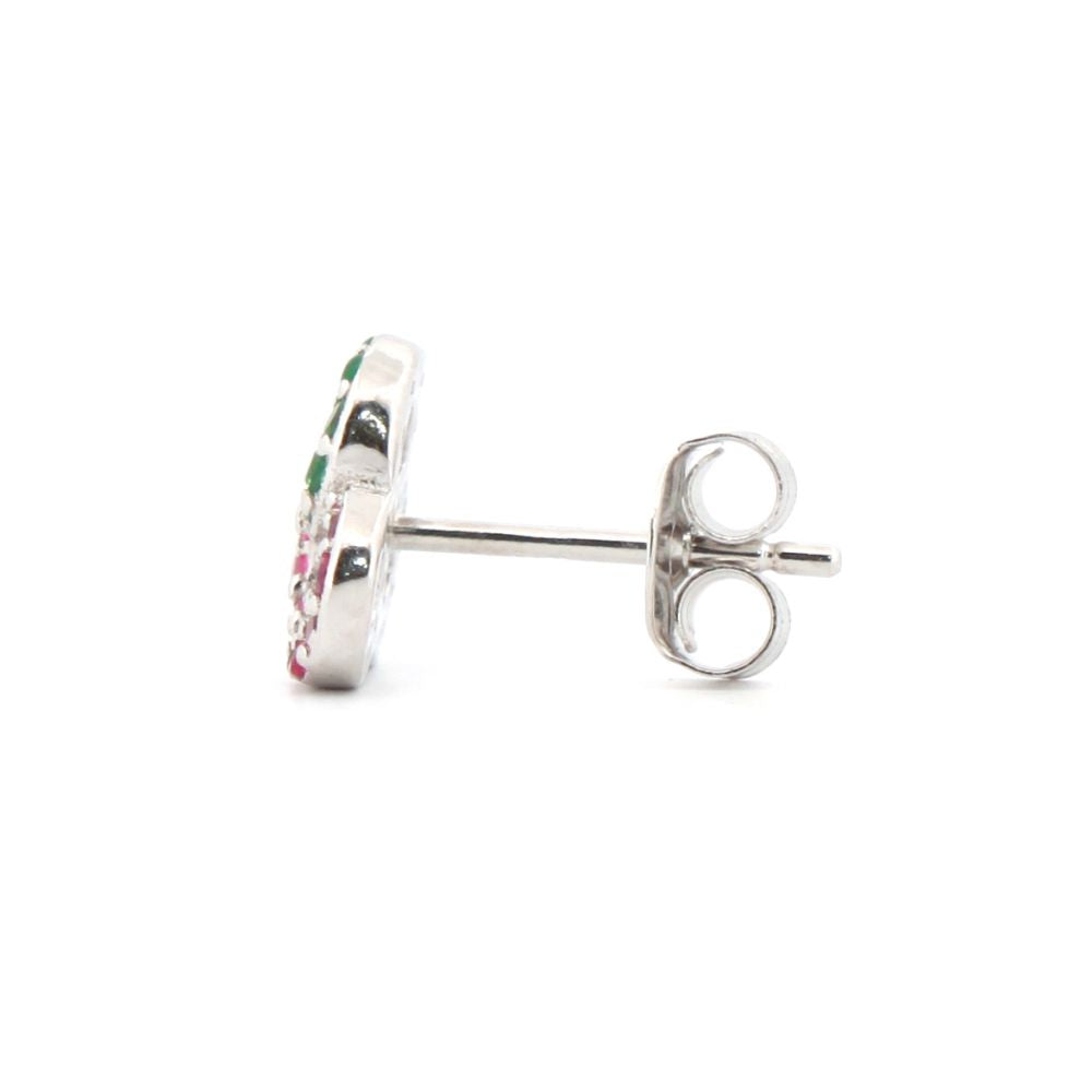 925 Silver Rhodium Plated Multi Col Cubic Zirconia Studs