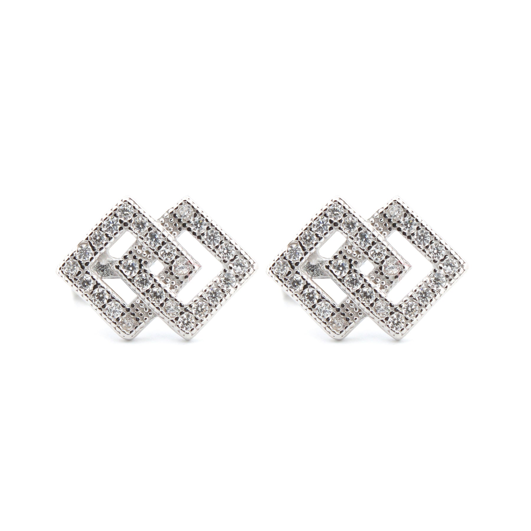 925 Silver Rhodium Plated Cubic Zirconia Set Studs