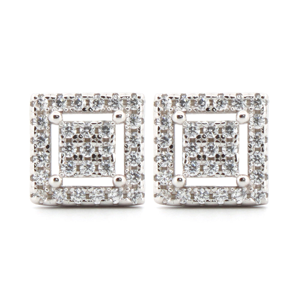 925 Silver Rhodium Plated Cubic Zirconia Set Studs
