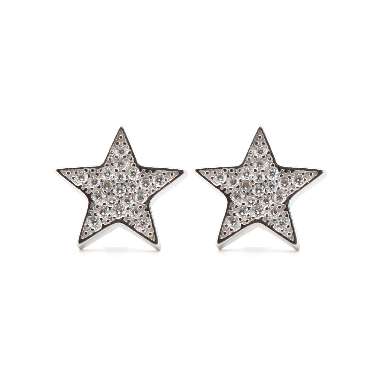 925 Silver Rhodium Plated Cubic Zirconia Set Star Studs