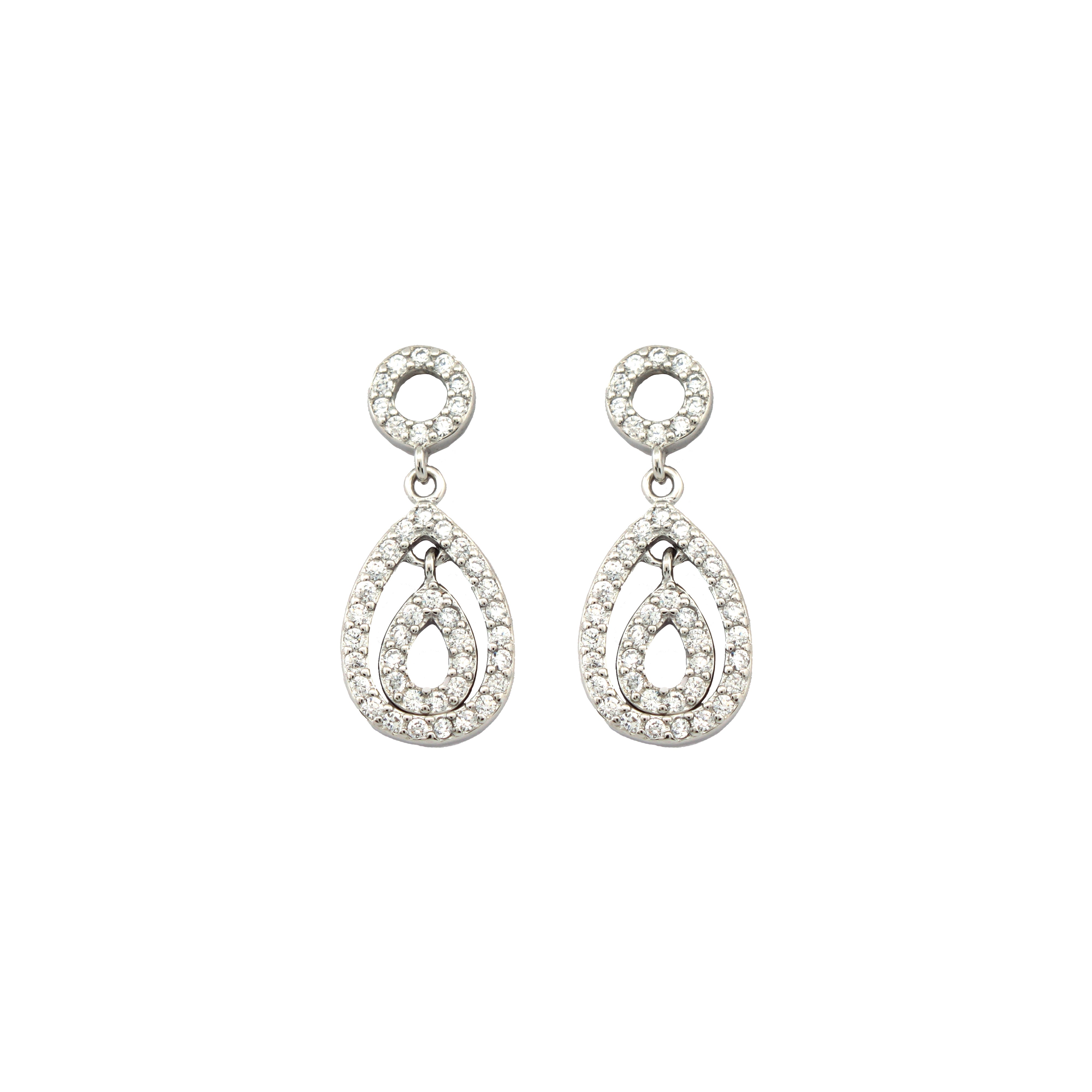 925 Silver Rhodium Plated Cubic Zirconia Set Drops