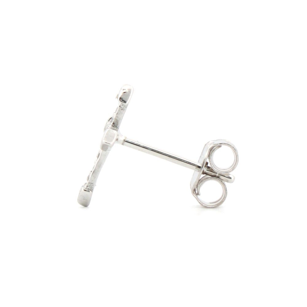 925 Silver Rhodium Plated Cubic Zirconia Set Cross Studs