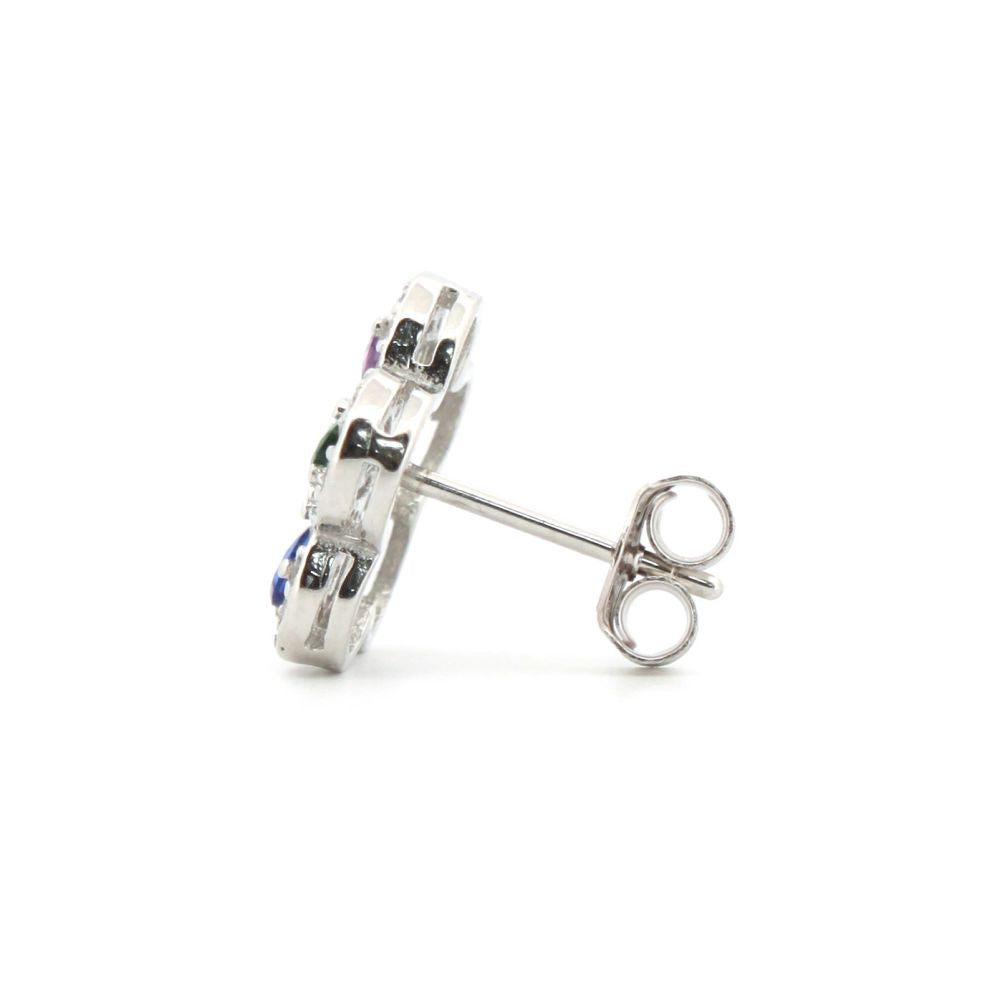 925 Silver Rhodium Plated Cubic Zirconia Set Studs