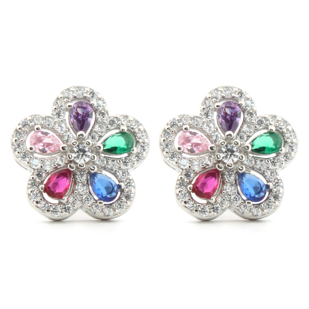 925 Silver Rhodium Plated Cubic Zirconia Set Studs