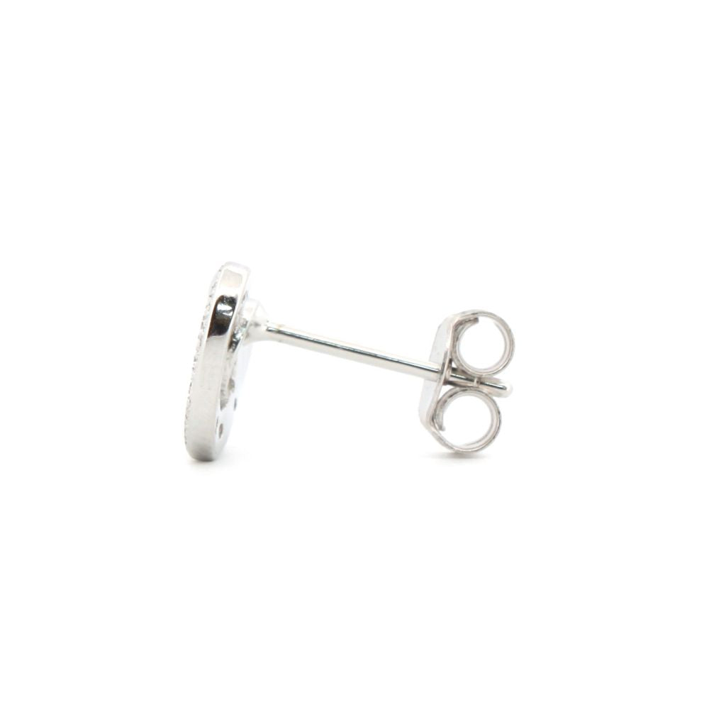 925 Silver Rhodium Plated Cubic Zirconia Set Heart Studs