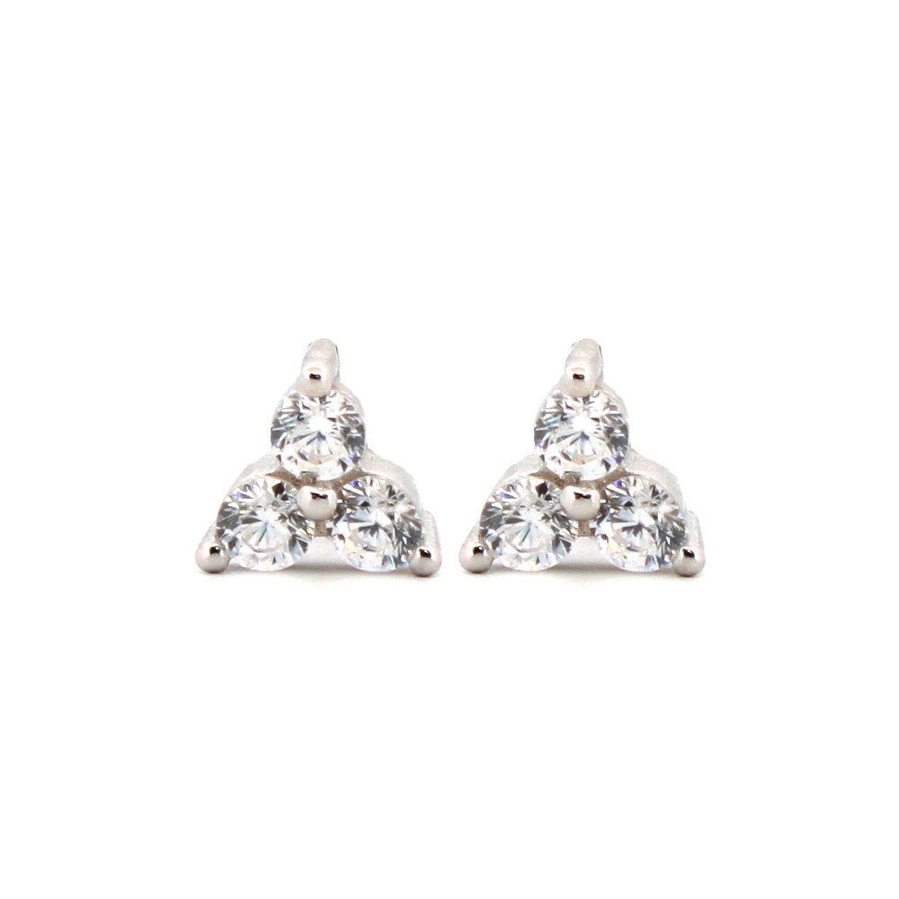 925 Silver Rhodium Plated Cubic Zirconia Set Studs