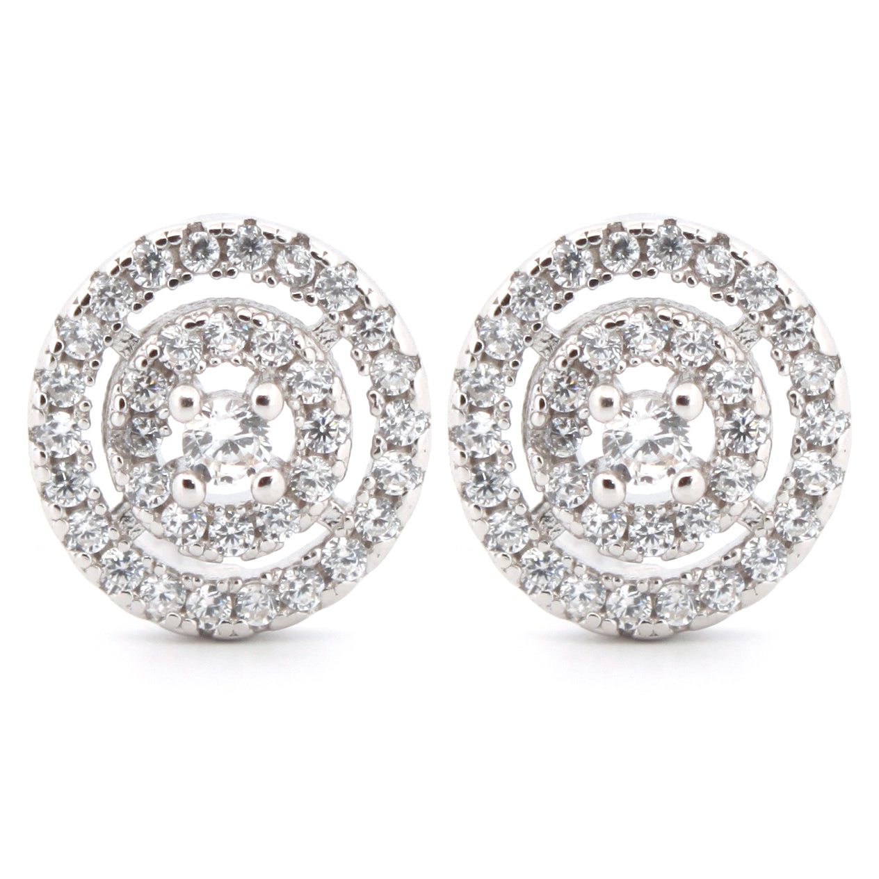 925 Silver Rhodium Plated Cubic Zirconia Set Studs