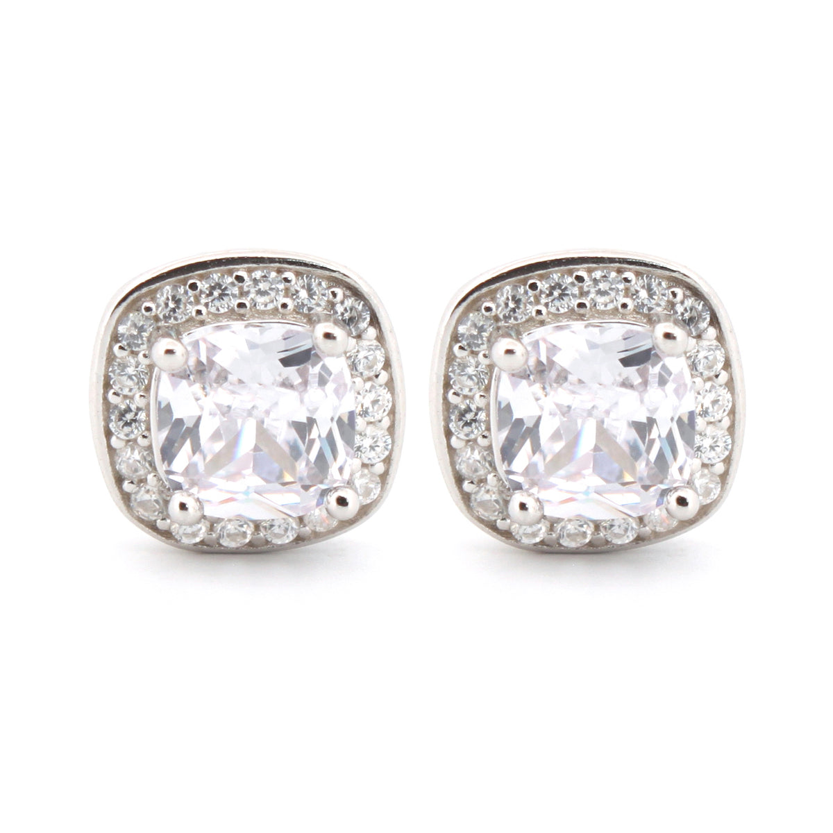925 Silver Rhodium Plated Cubic Zirconia Set Studs