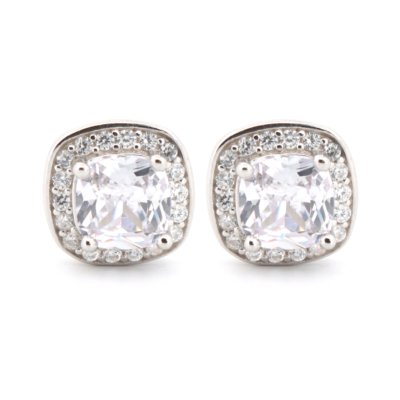 925 Silver Rhodium Plated Cubic Zirconia Set Studs