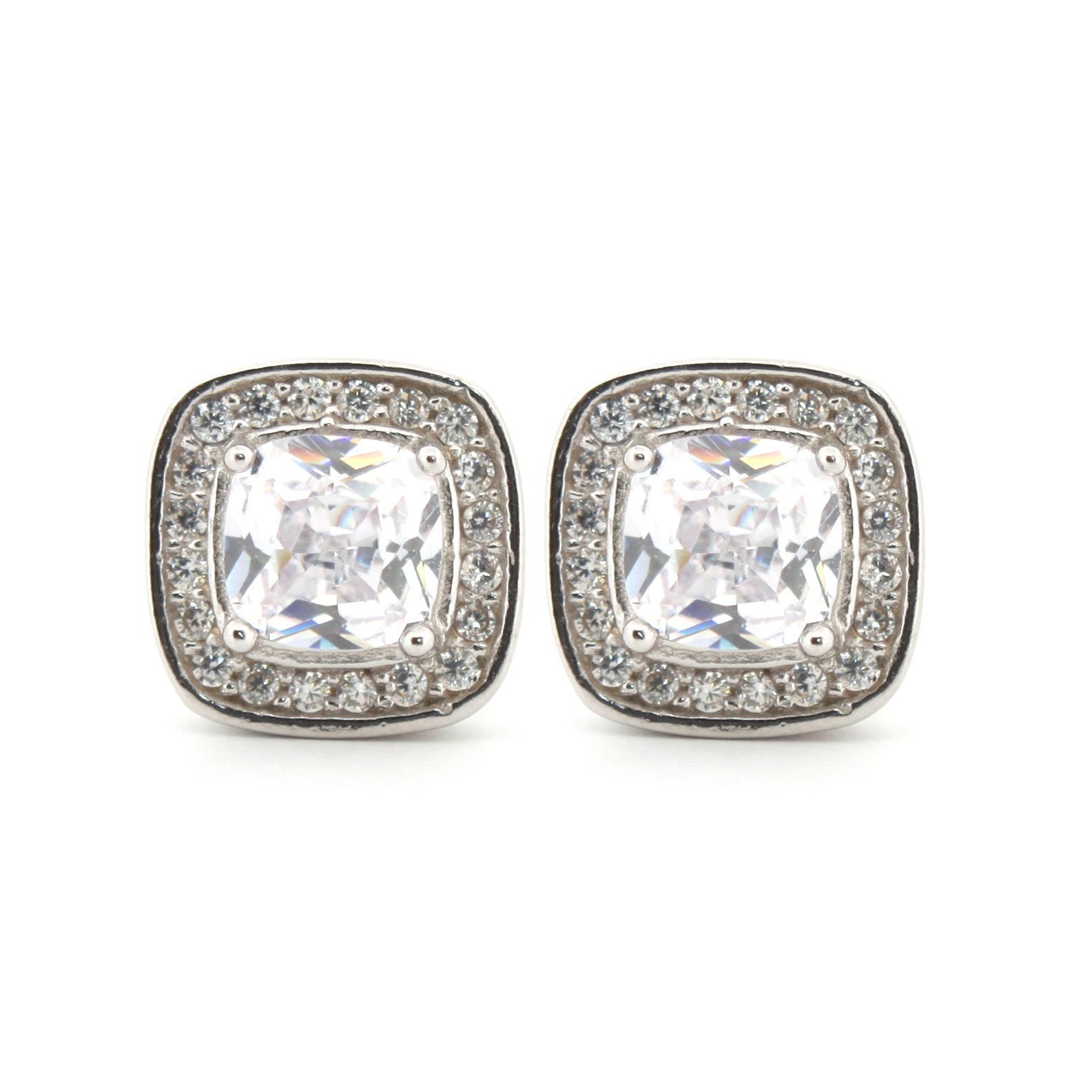 925 Silver Rhodium Plated Cubic Zirconia Set Studs