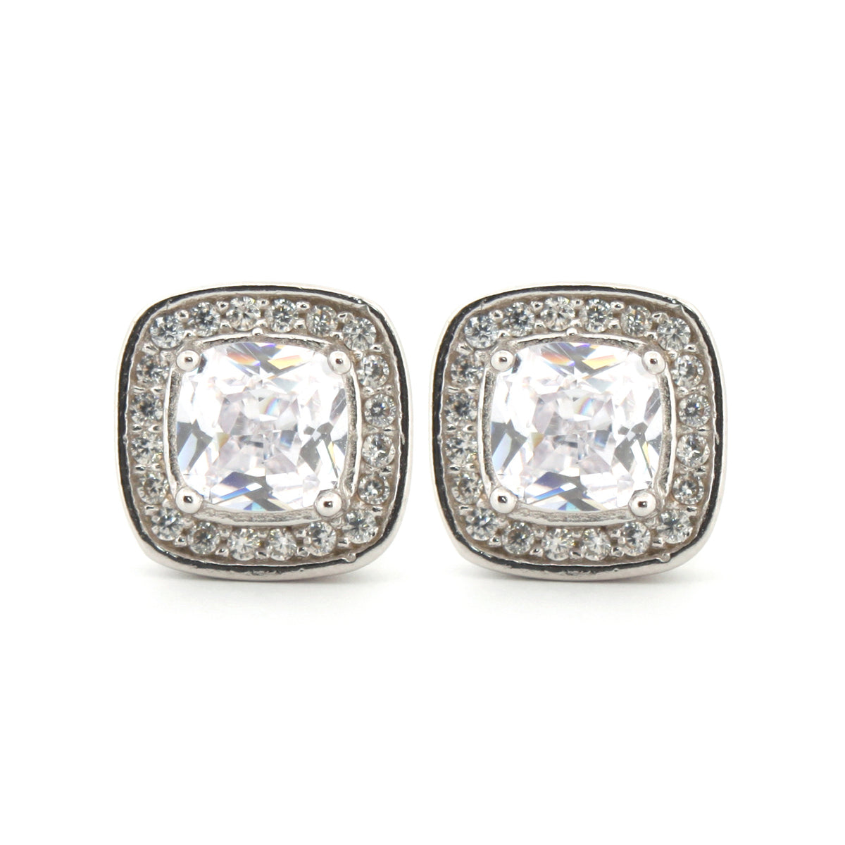 925 Silver Rhodium Plated Cubic Zirconia Set Studs